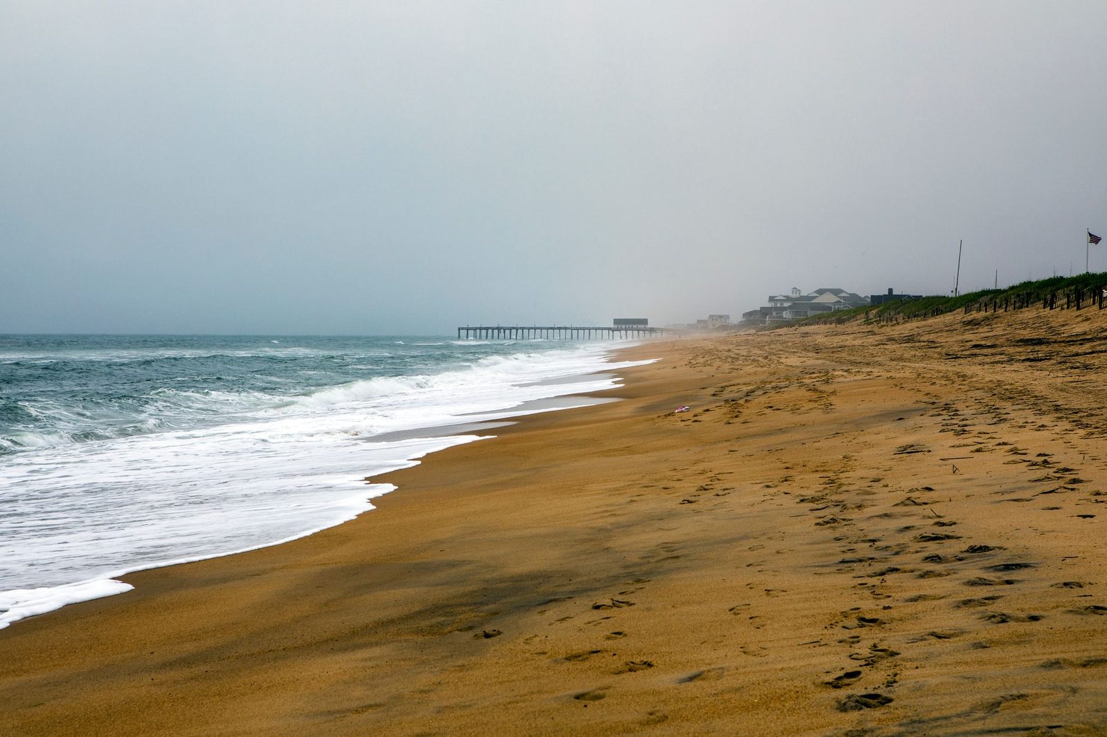 Waves and a pier at Nags Head on the North Carolina coast
